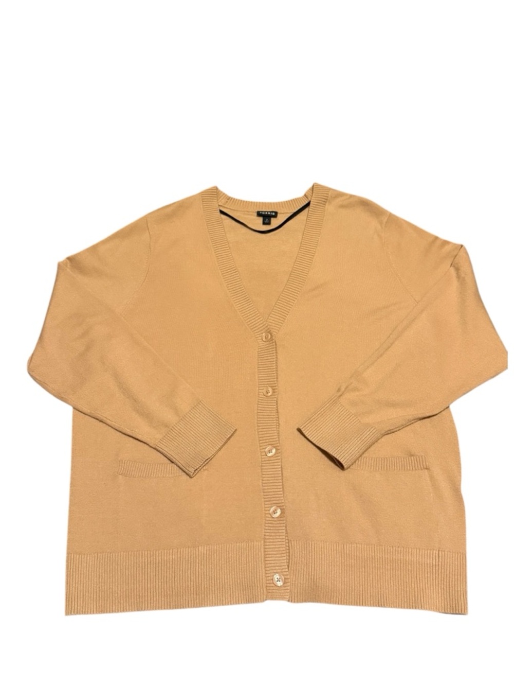 Torrid Women’s  Everyday Soft V-Neck Pocket Camel Cardigan Sweater. Size 2X